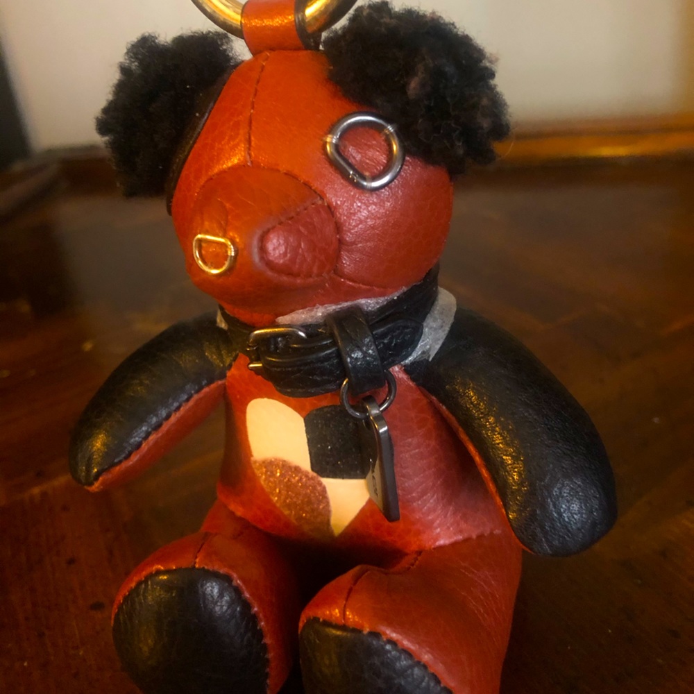 Coach Checker Heart Bear Charm